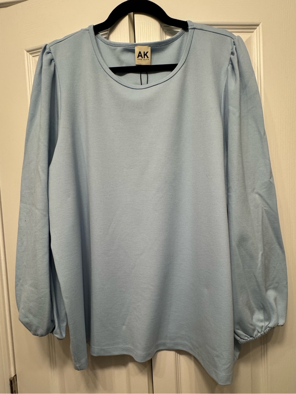 Anne Klein Light Blue Puff Sleeve Knit Top